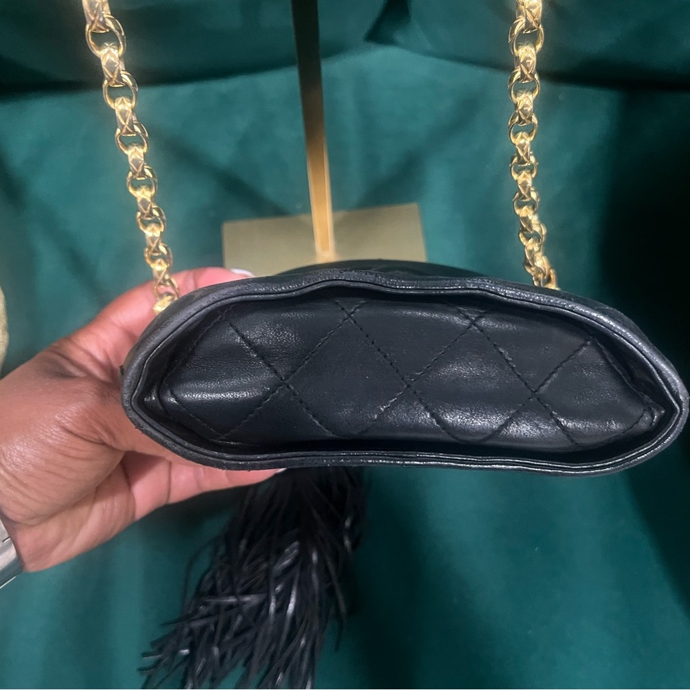 Chanel Black Crossbody Bag with Quilted Leather/Tassel, Chain Strap - Picture 3 of 10